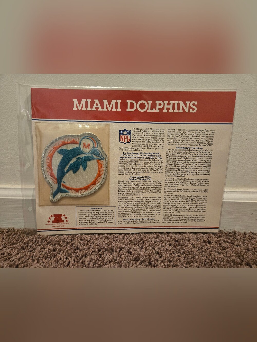 Vintage 1995 Miami Dolphins NFL Football Team PATCH Iron On